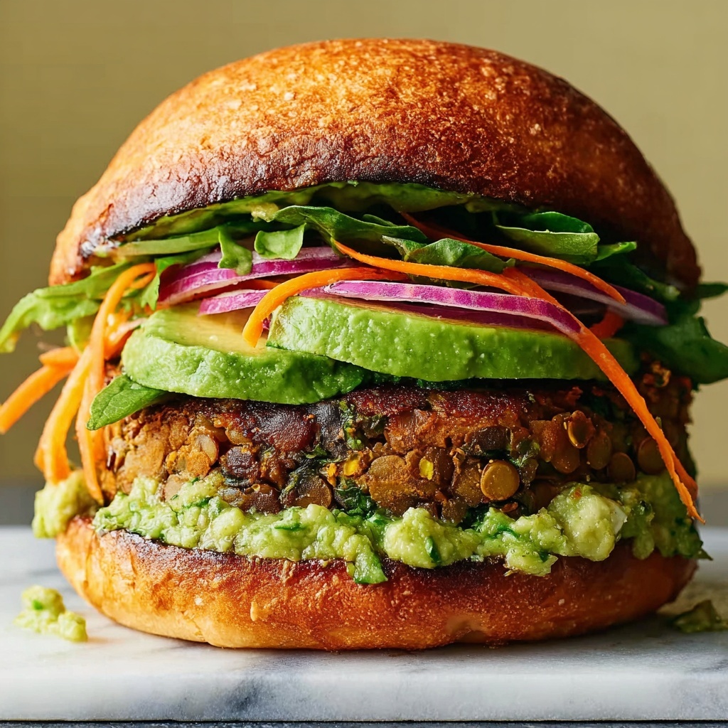 Lentil-Chickpea Veggie Burgers with Avocado Green Harissa Recipe - Recipe Image