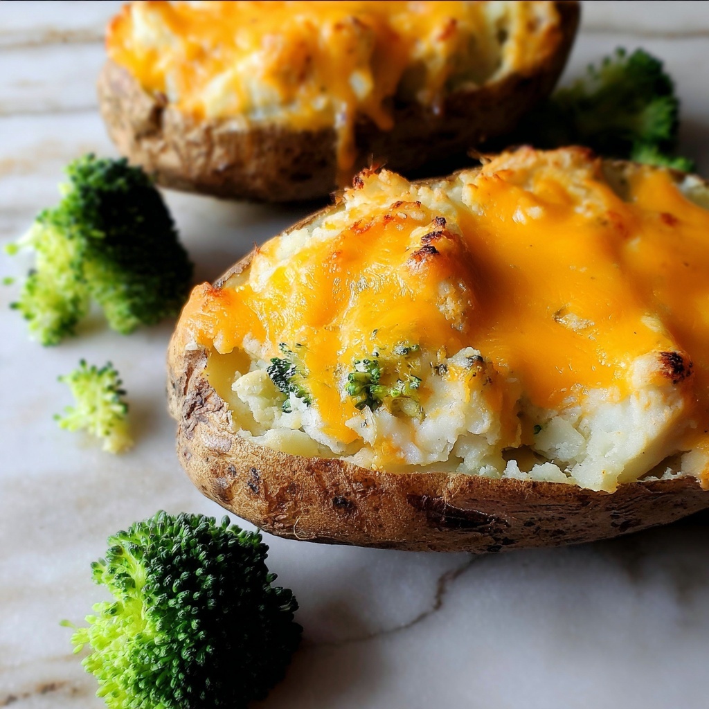 Cheesy Broccoli Twice-Baked Potatoes Recipe - Recipe Image