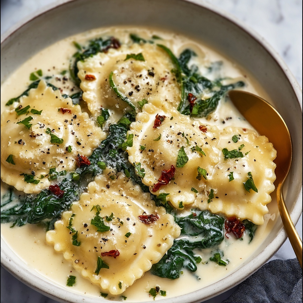 Creamy Tuscan Ravioli Recipe - Recipe Image