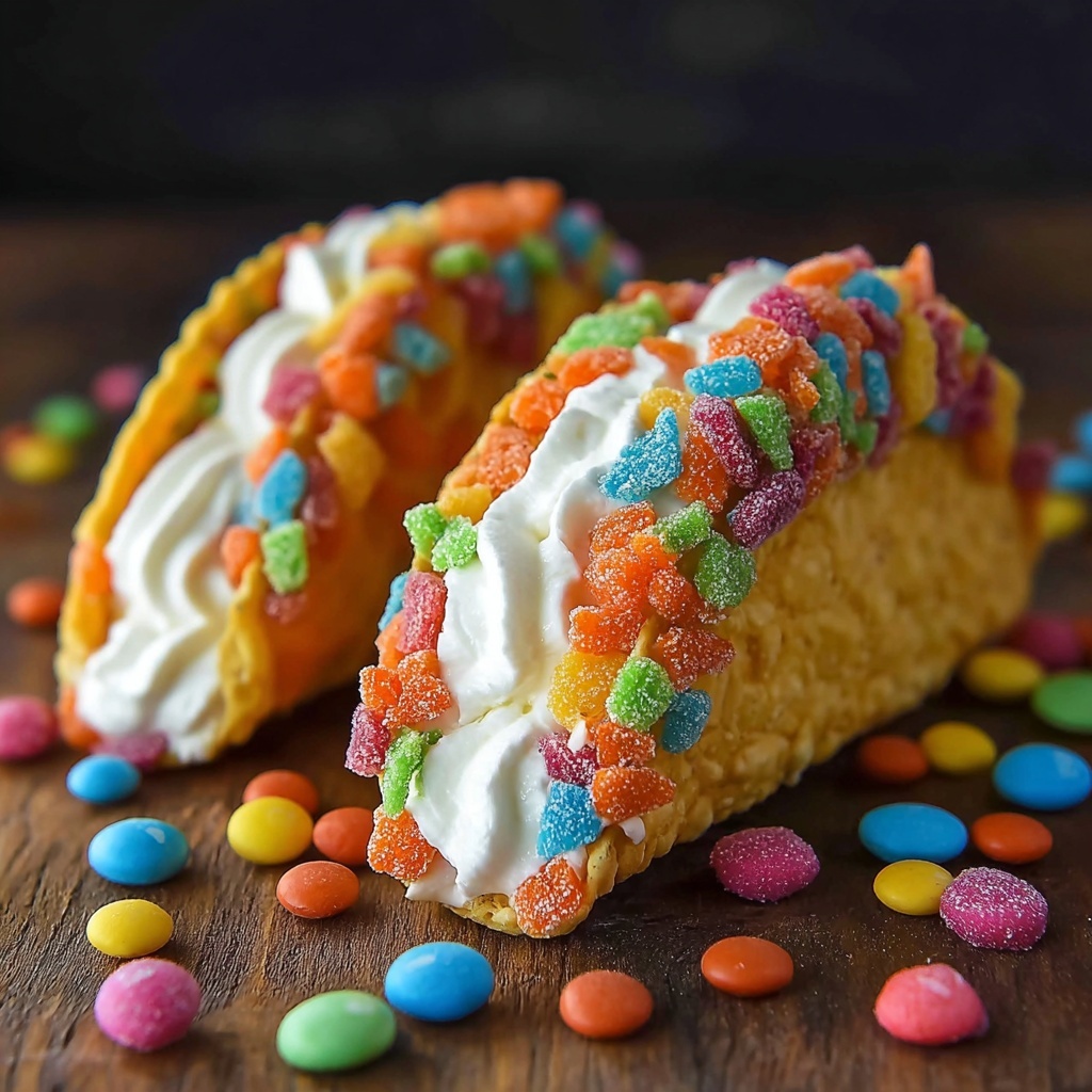 Fruity Pebbles Cheesecake Tacos Recipe - Recipe Image