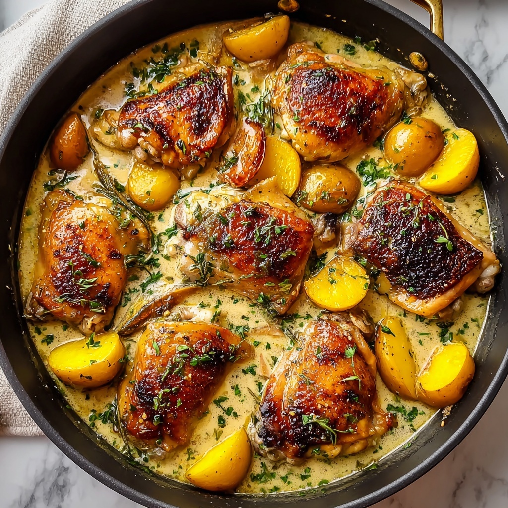 Herb Roasted Chicken in Creamy Garlic Herb Sauce Recipe - Recipe Image