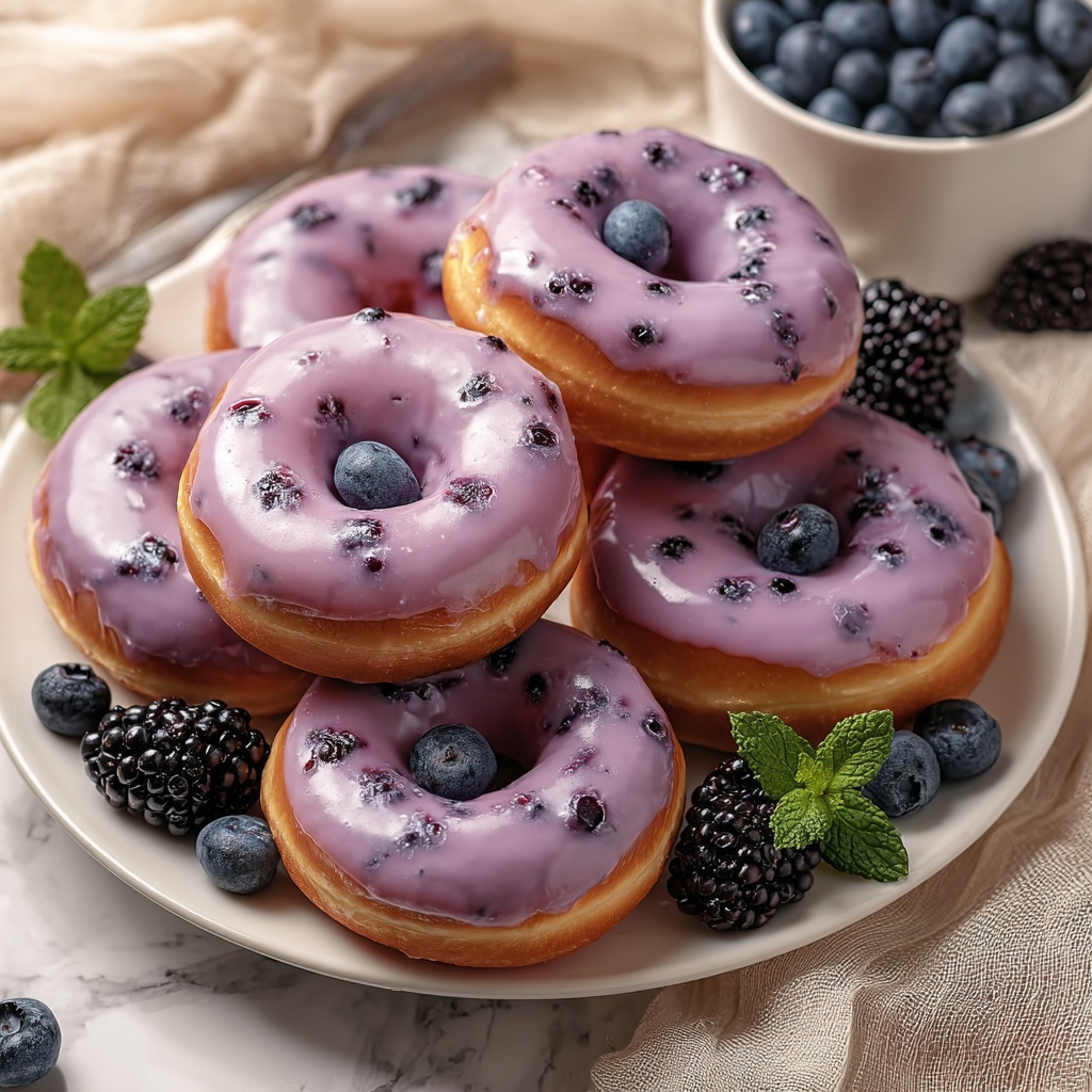 Blueberry Cake Donuts with Vanilla Glaze Recipe - Recipe Image