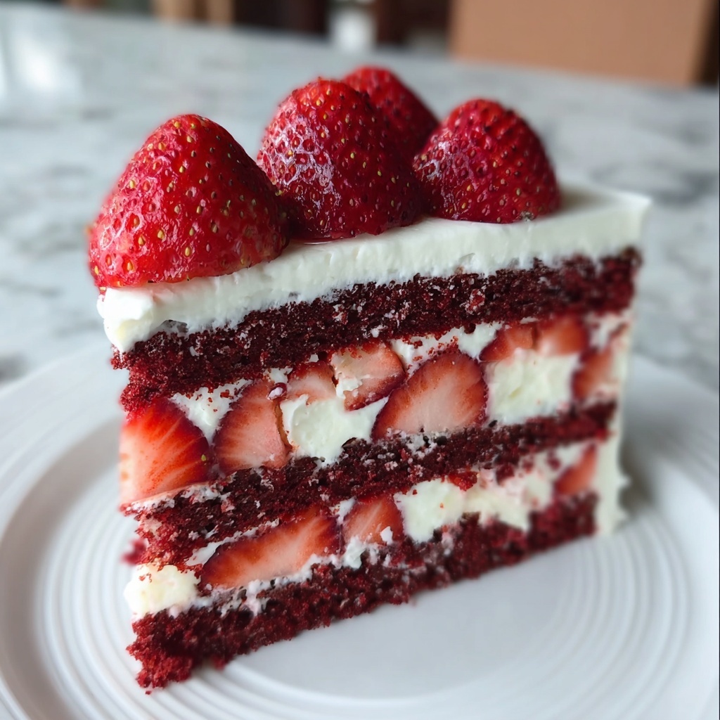 Indulgent Red Velvet Strawberry Cheesecake for Unforgettable Moments Recipe - Recipe Image