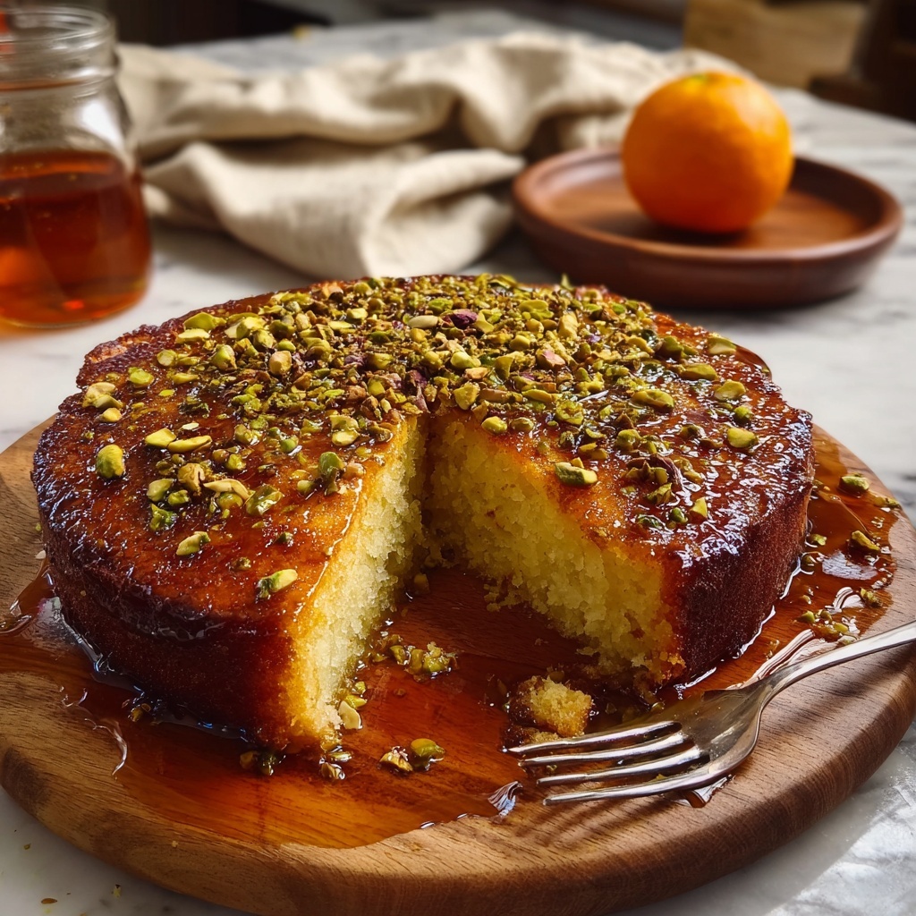 Saffron-Infused Orange and Pistachio Cake with Honey Drizzle Recipe - Recipe Image