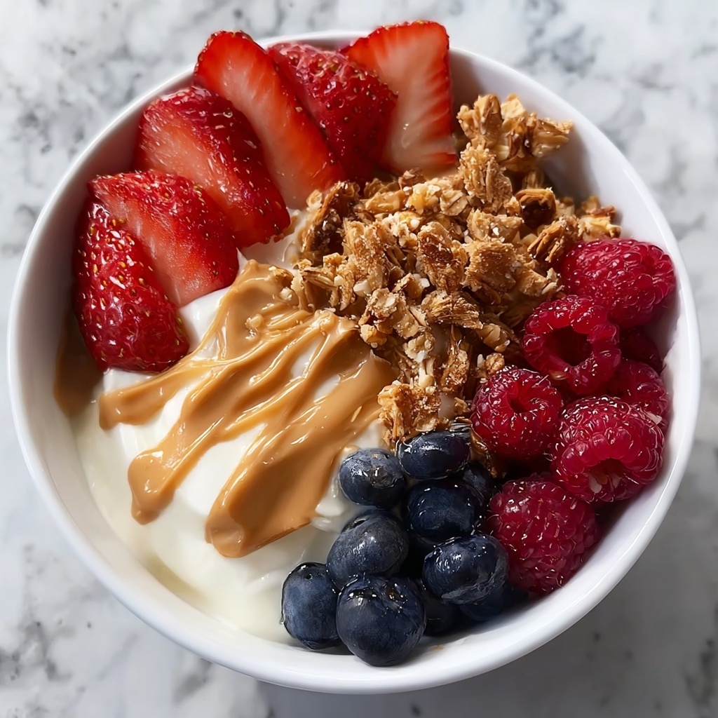 Healthy Greek Yogurt Bowl with Berries, Nut Butter, and Granola Recipe - Recipe Image