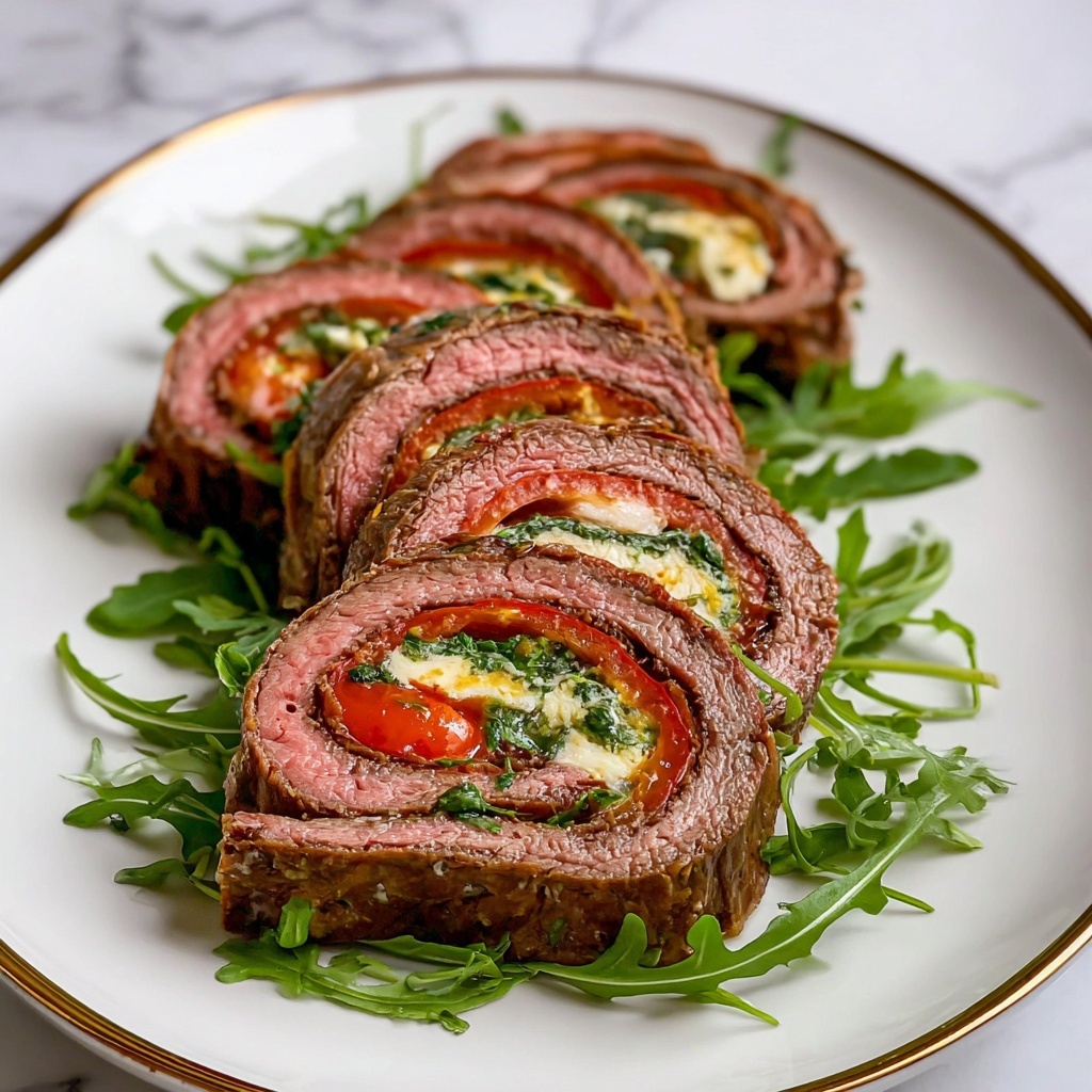 Savory Italian Stuffed Flank Steak Pinwheels Recipe - Recipe Image