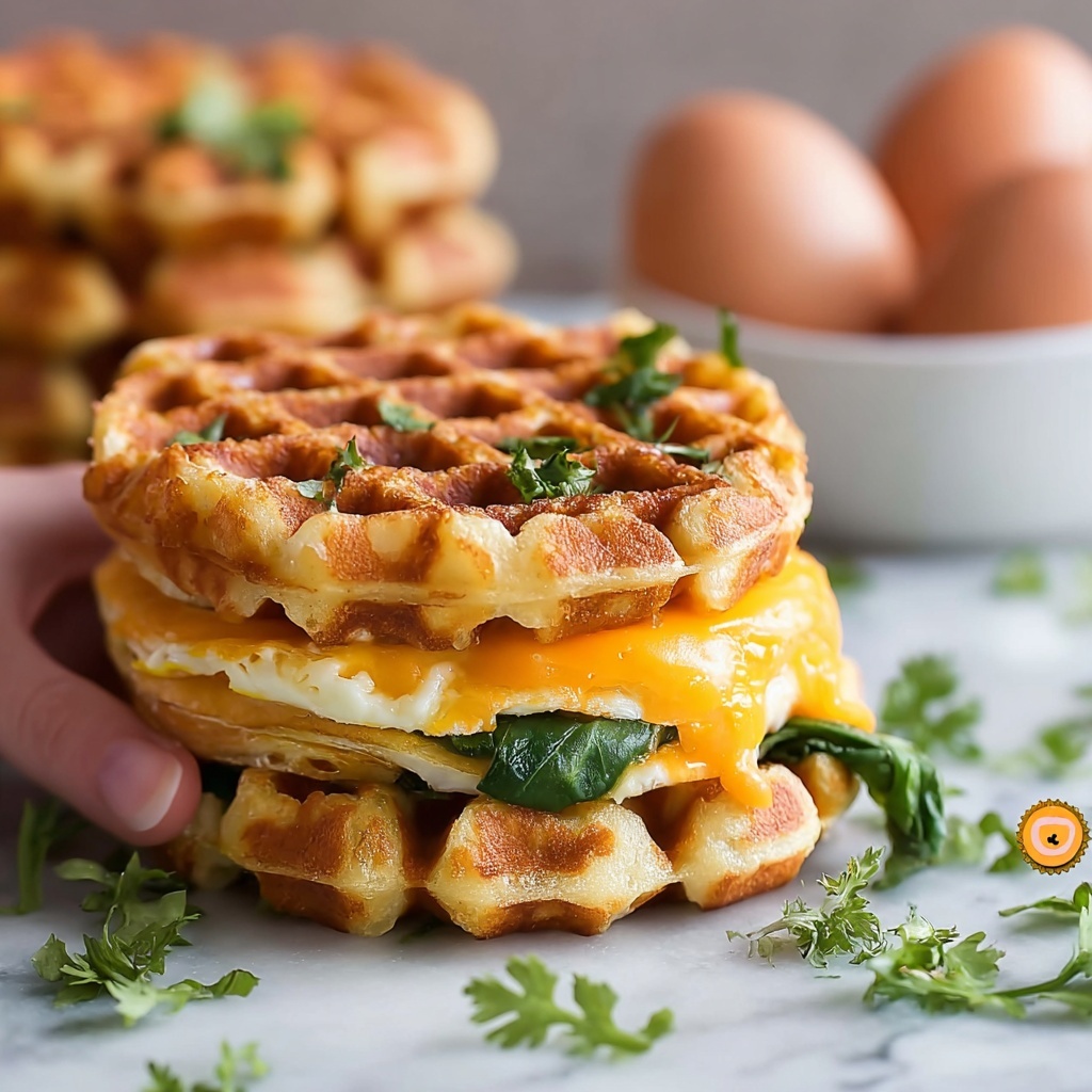 Ultimate Cheddar Chive Waffle Sandwiches for a Cozy Brunch Recipe - Recipe Image