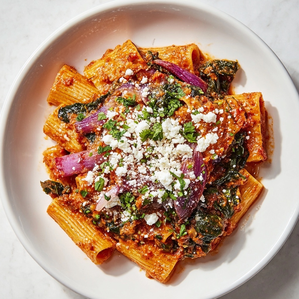 Mediterranean Baked Penne with Sun-Dried Tomatoes, Feta, and Fresh Herbs Recipe - Recipe Image