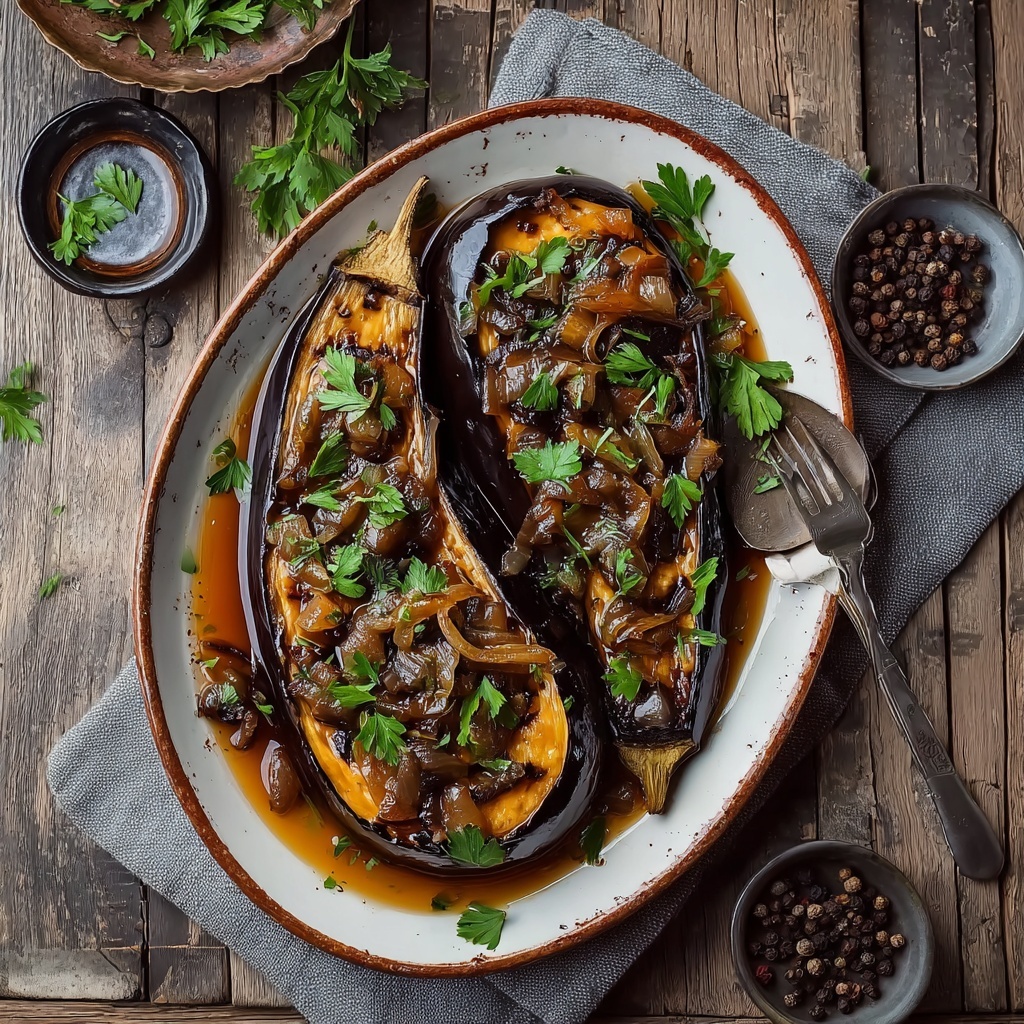 Sticky Garlic Eggplant Recipe - Recipe Image