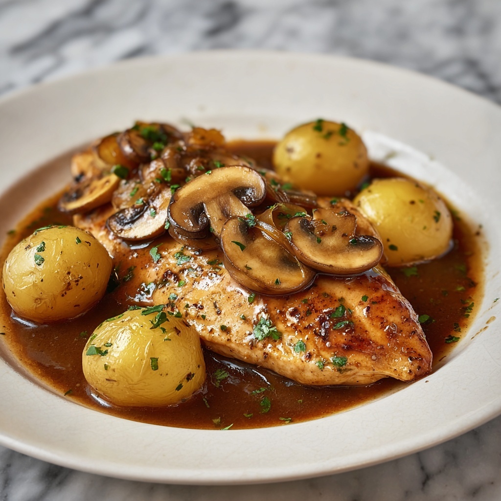 Savory Chicken with Mushrooms and Potatoes Recipe - Recipe Image