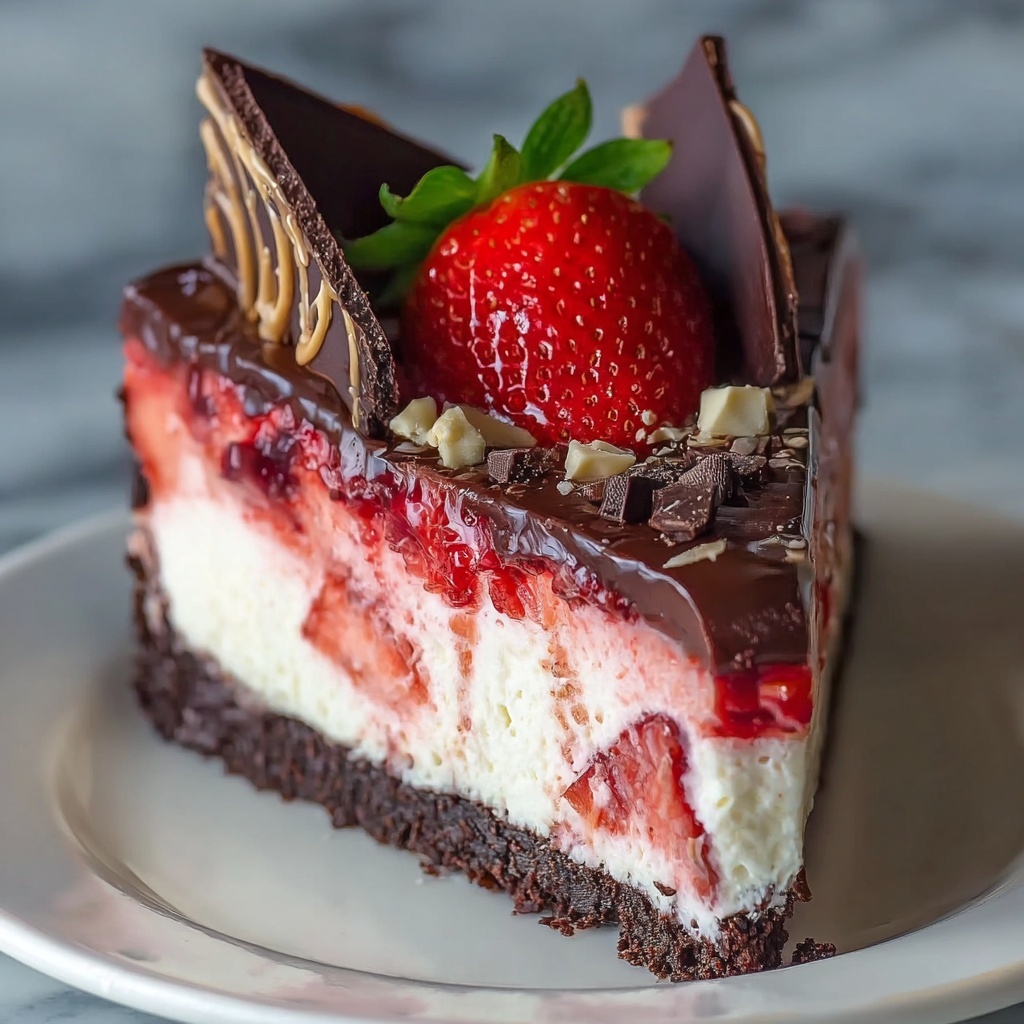 Chocolate Strawberry Swirl Cheesecake Recipe - Recipe Image