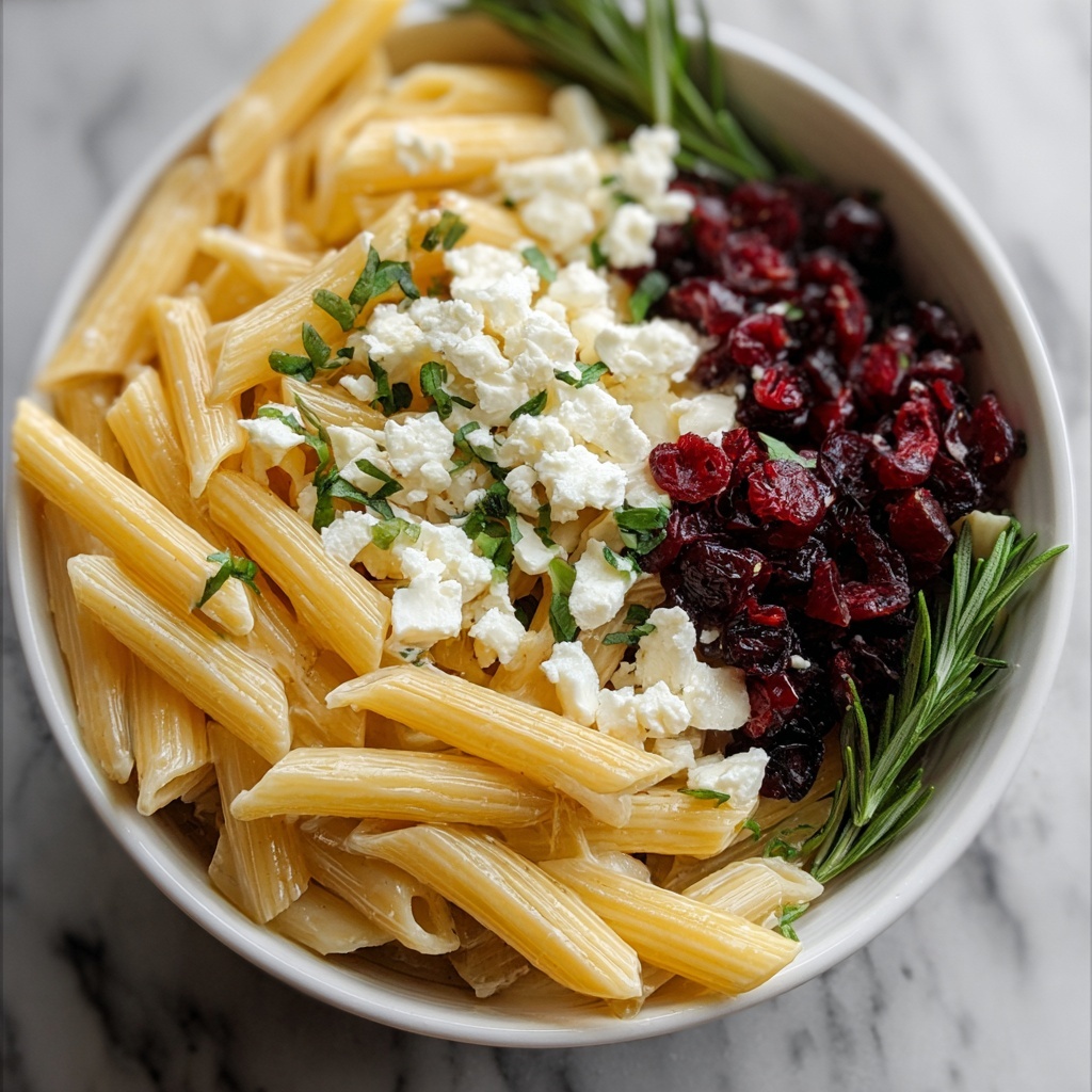 Feta & Cranberry Penne Salad with Orange Vinaigrette Recipe - Recipe Image
