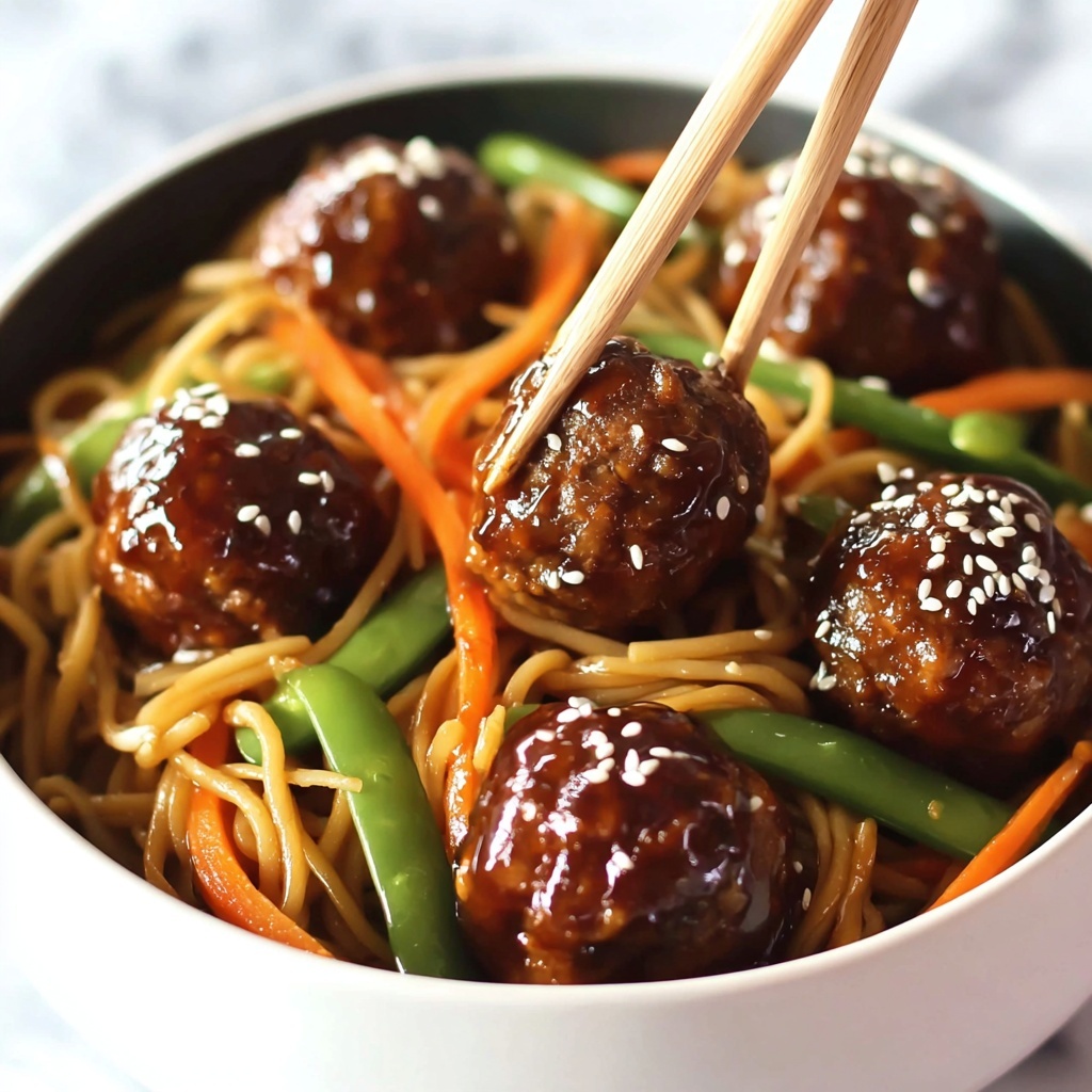 Asian Meatballs with Yakisoba Recipe - Recipe Image
