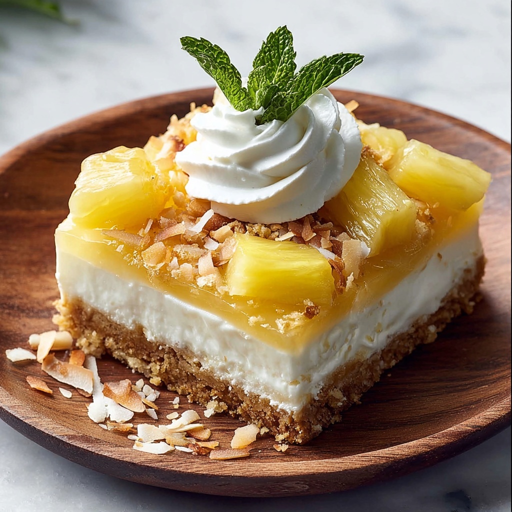 Coconut Pineapple Cheesecake Dessert: A Tropical Delight Recipe - Recipe Image