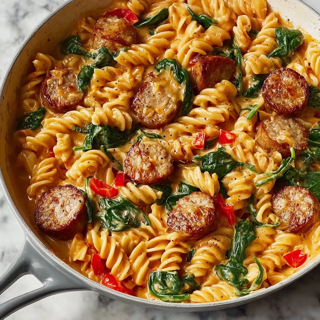 Creamy Chicken Sausage Orzo Skillet Recipe - Recipe Image