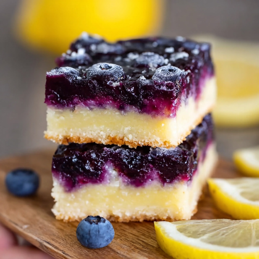 Lemon Blueberry Blondies with Blueberry Lemon Glaze Recipe - Recipe Image