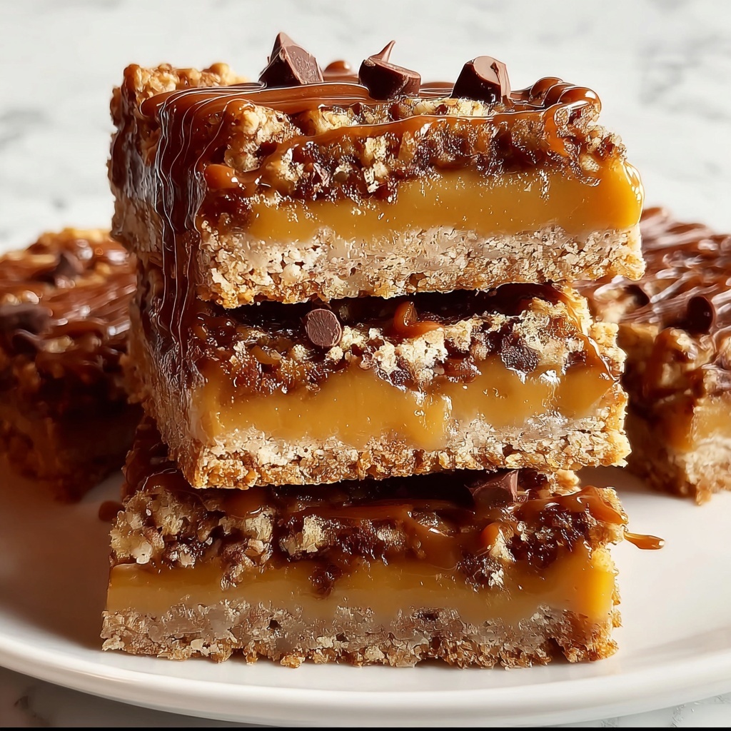 Chocolate Caramel Oatmeal Cookie Bars Recipe - Recipe Image
