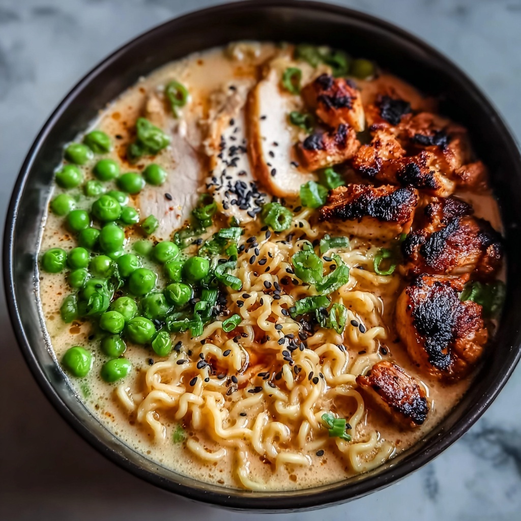 Fiery Chicken Ramen with Creamy Garlic Sauce Recipe - Recipe Image