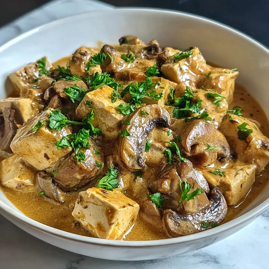 Mushroom and Seitan Stroganoff: A Creamy Delight Recipe - Recipe Image