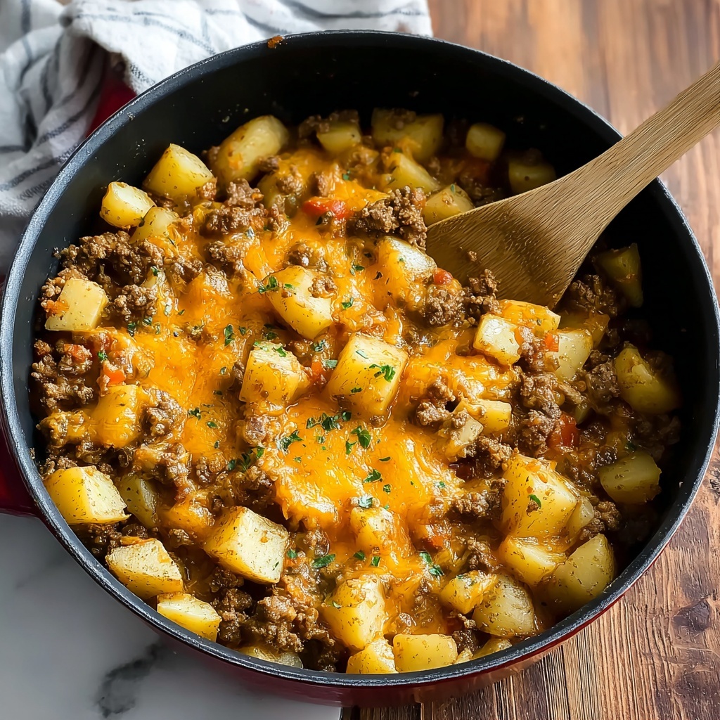 Cheesy One Pot Beef and Potatoes: A Simple Delight Recipe - Recipe Image