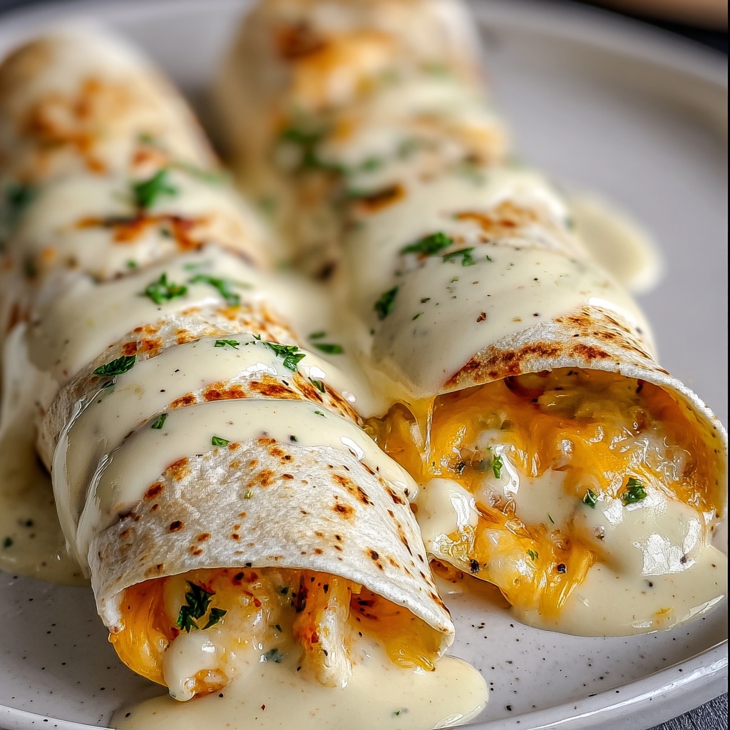 Cheesy Chicken Alfredo Wraps Recipe - Recipe Image