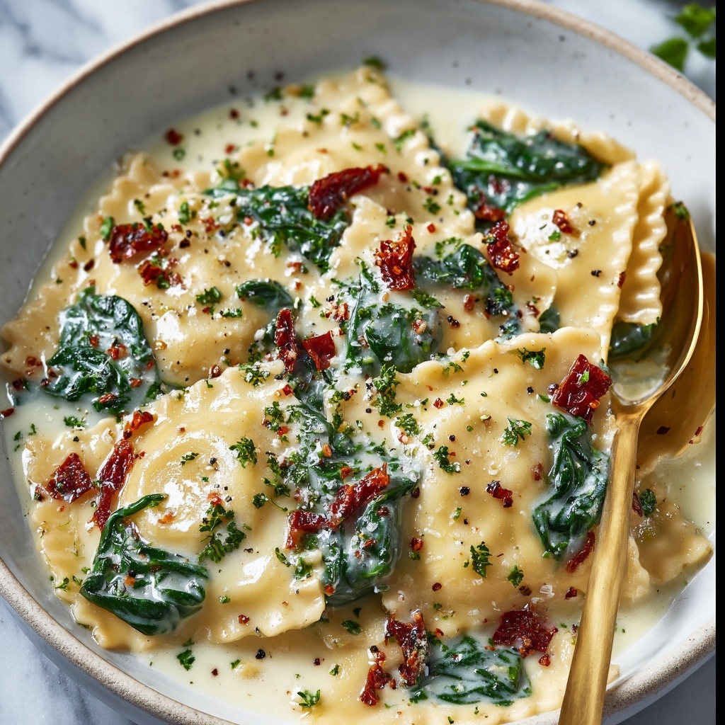 Creamy Tuscan Ravioli Recipe - Recipe Image