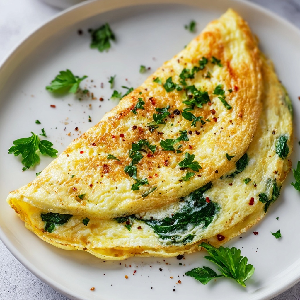 Delicious Spinach and Cheese Breakfast Omelette Recipe - Recipe Image