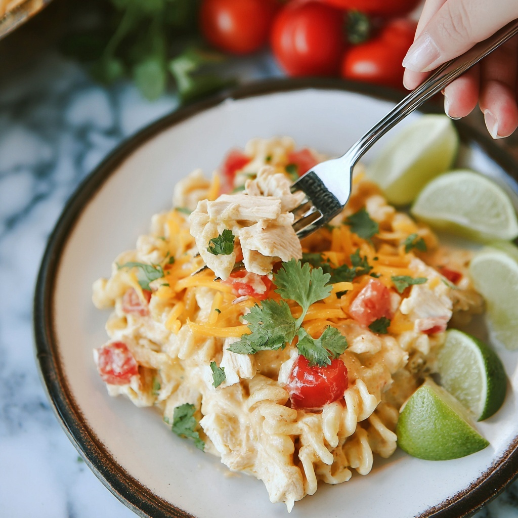 Crock Pot Salsa Ranch Chicken Pasta Recipe - Recipe Image