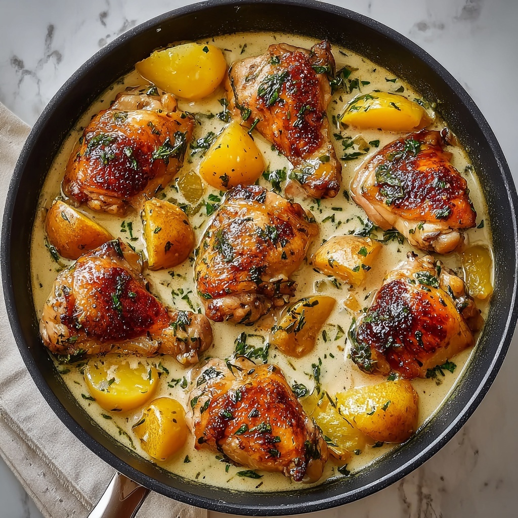 Herb Roasted Chicken in Creamy Garlic Herb Sauce Recipe - Recipe Image