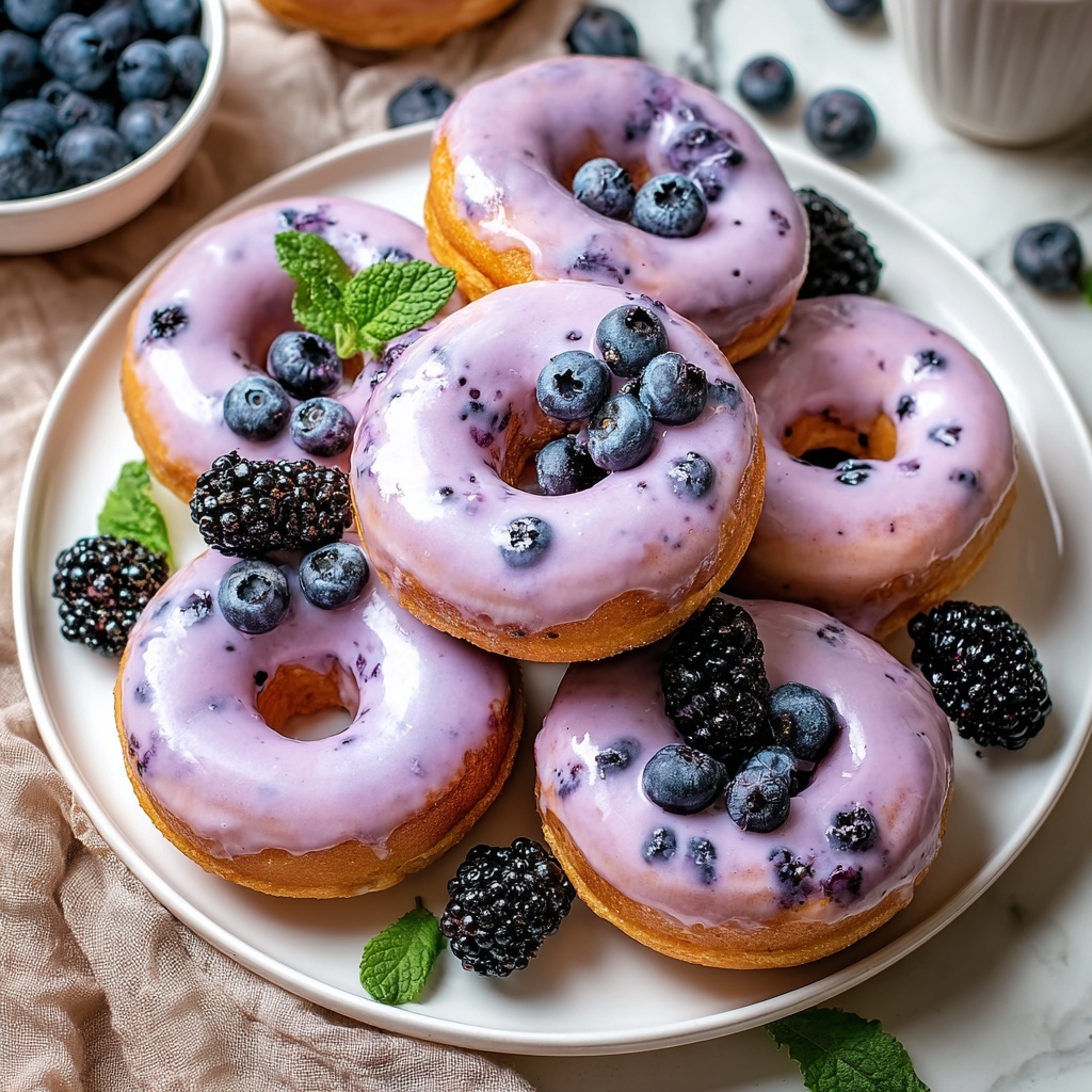 Blueberry Cake Donuts with Vanilla Glaze Recipe - Recipe Image