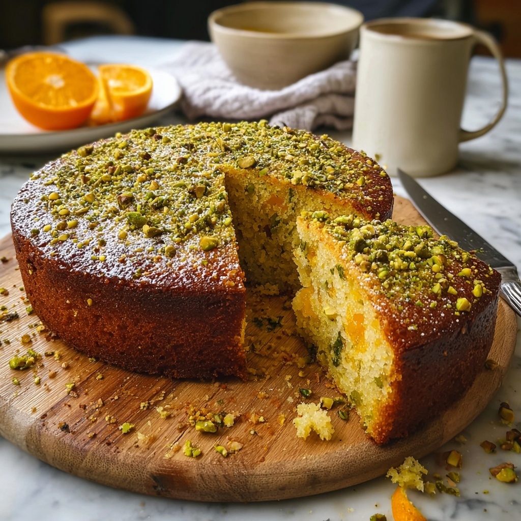 Orange Cardamom Pistachio Tea Cake Recipe - Recipe Image