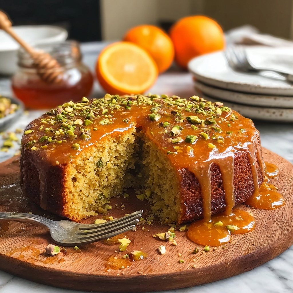 Orange and Pistachio Cake with Honey Rosewater Glaze Recipe - Recipe Image