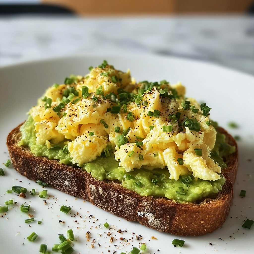 High Protein Scrambled Eggs and Avocado Toast Recipe - Recipe Image