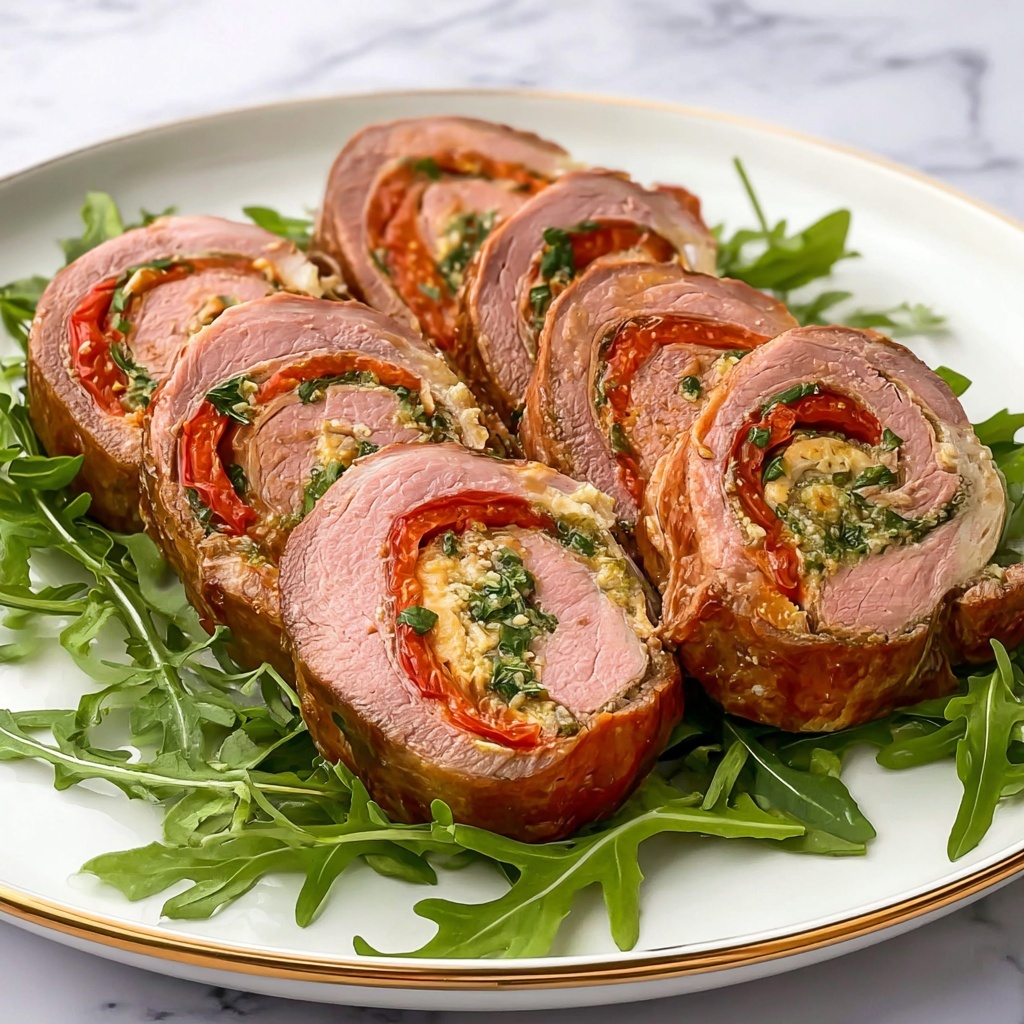 Savory Italian Stuffed Flank Steak Pinwheels Recipe - Recipe Image