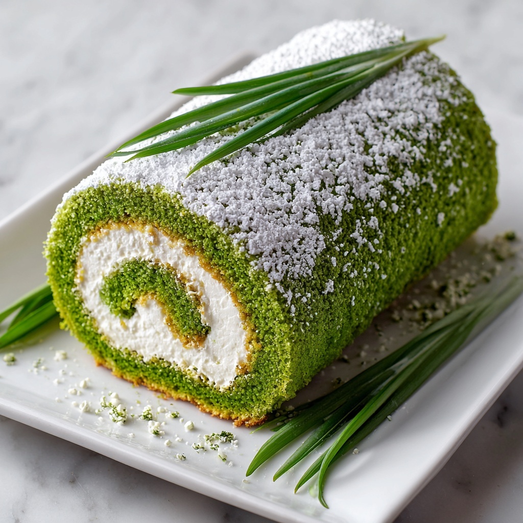 Pandan Swiss Roll with Coconut Cream Filling Recipe - Recipe Image