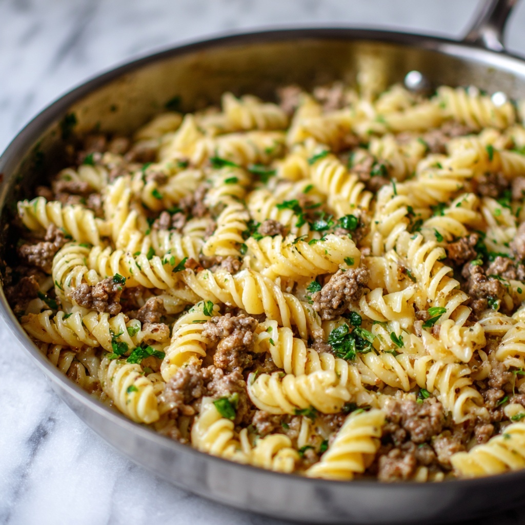 Stovetop Creamy Ground Beef Pasta Recipe - Recipe Image