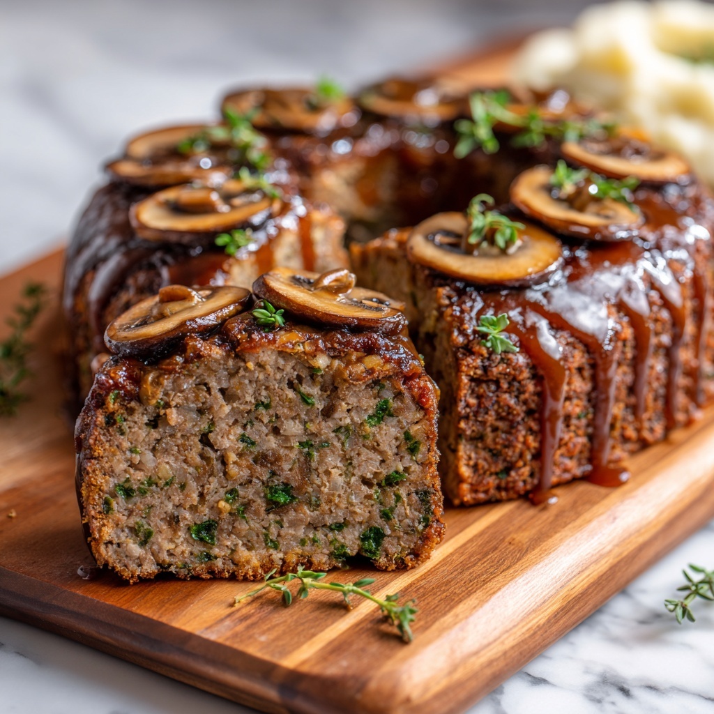 Savory Mushroom-Stuffed Meatloaf Wreath Recipe - Recipe Image