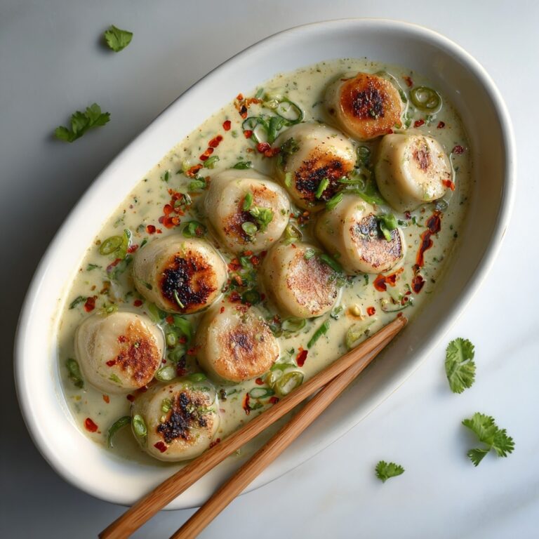 Baked Dumplings with Spicy Coconut Curry Sauce Recipe