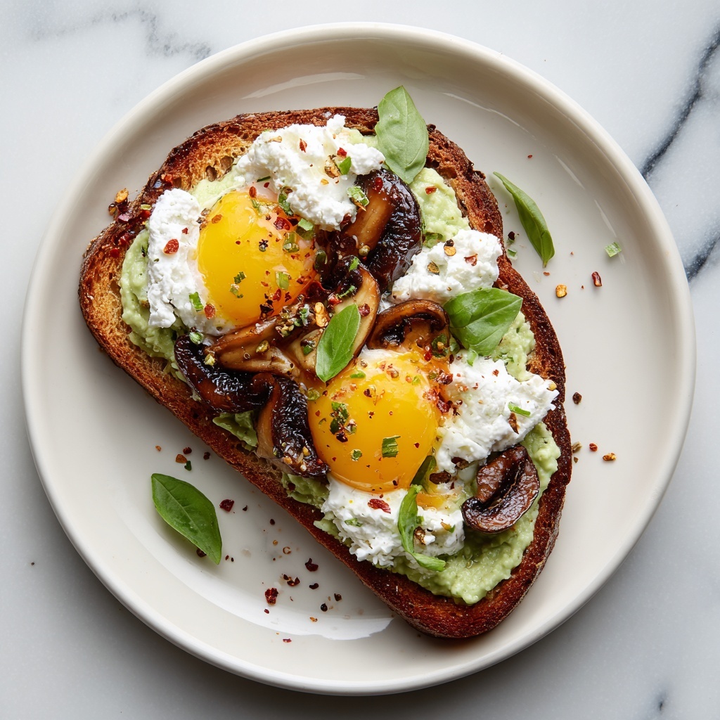Vegan Avocado Toast with Mushrooms and Ricotta Recipe - Recipe Image