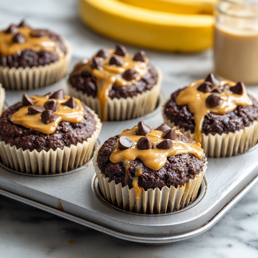 Chocolate Peanut Butter Banana Muffins Recipe - Recipe Image
