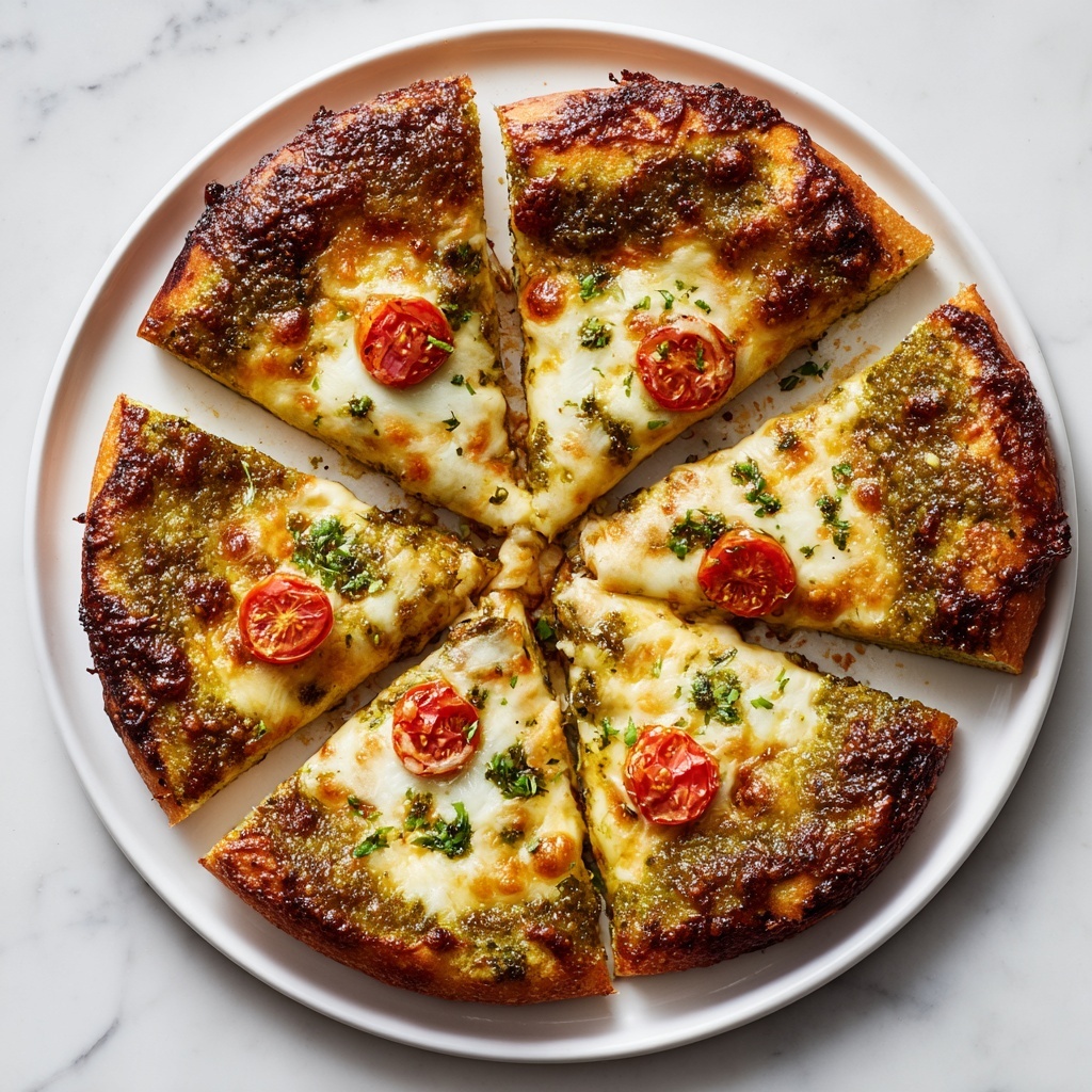 Pesto Pizza with Fresh Basil, Cherry Tomatoes, and Mozzarella Recipe - Recipe Image