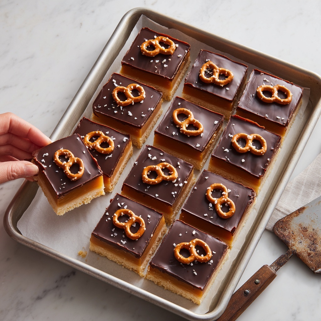 Chocolate Caramel Pretzel Bars Recipe - Recipe Image