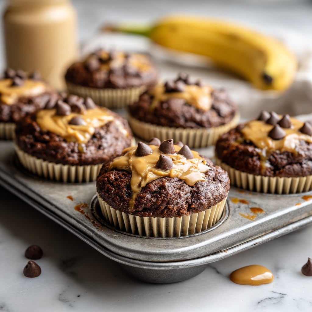 Chocolate Peanut Butter Banana Muffins Recipe - Recipe Image
