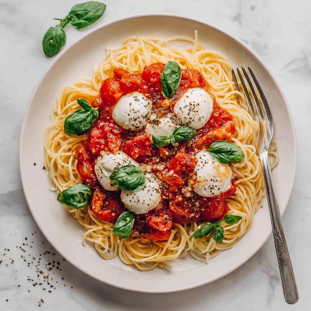 Pasta Pomodoro with Basil, Mozzarella, and Baby Spinach Recipe - Recipe Image